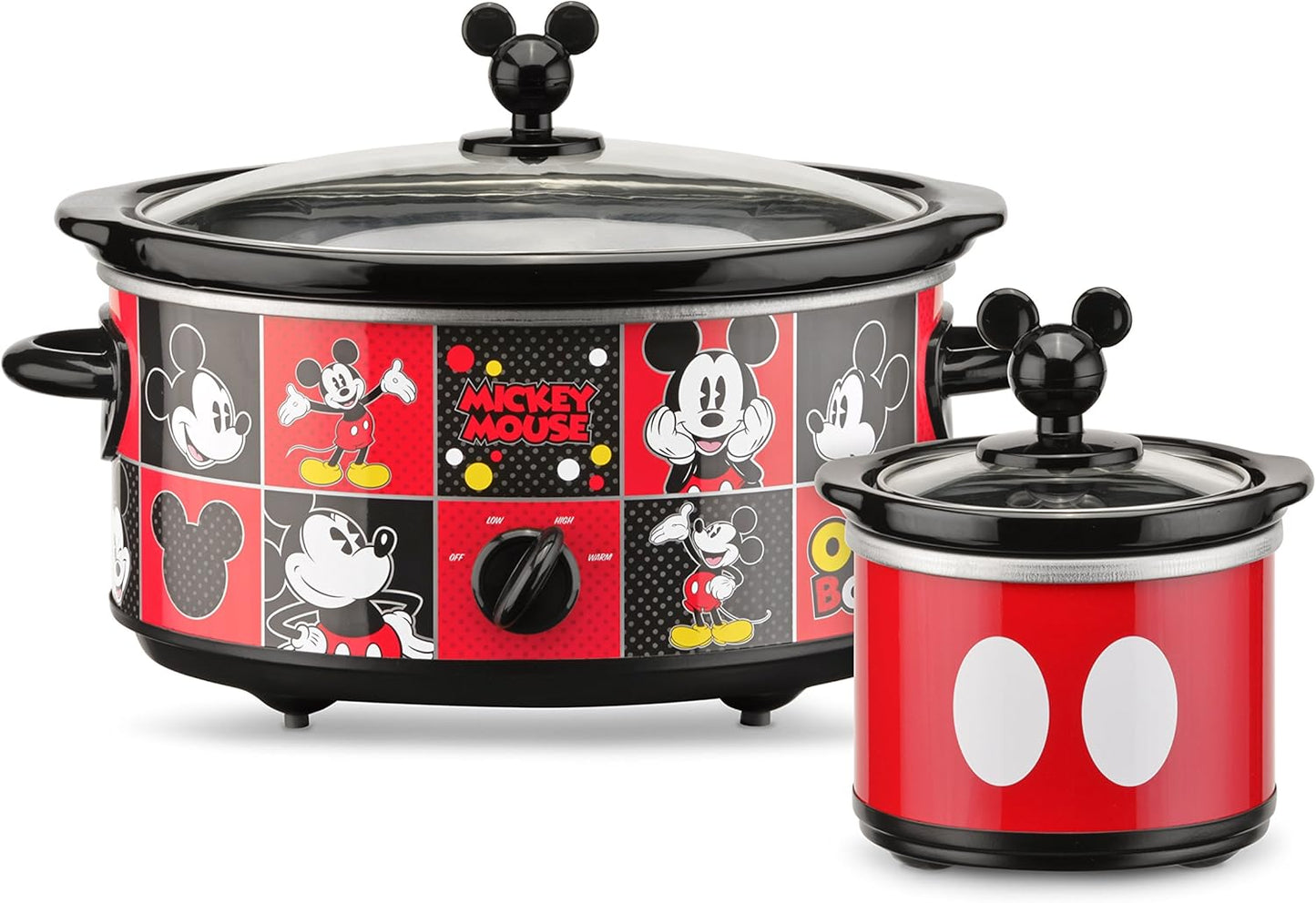 Disney DCM-502 Mickey Mouse Slow Cooker with 20-Ounce Dipper, 5-Quart Capacity - Red/Black Colorway