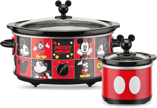 Disney DCM-502 Mickey Mouse Slow Cooker with 20-Ounce Dipper, 5-Quart Capacity - Red/Black Colorway