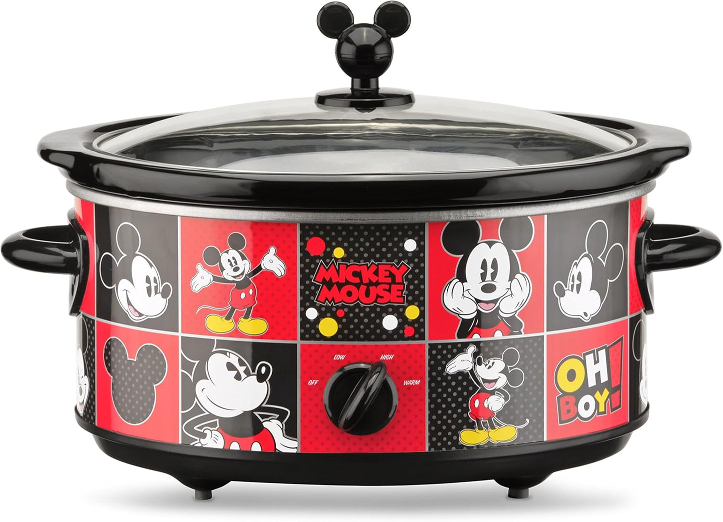 Disney DCM-502 Mickey Mouse Slow Cooker with 20-Ounce Dipper, 5-Quart Capacity - Red/Black Colorway
