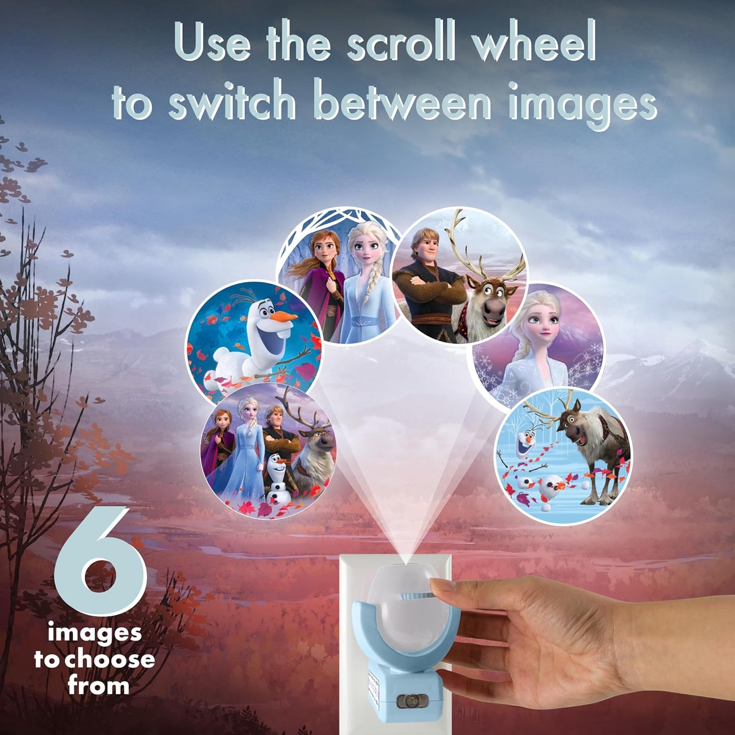 Disney Princess LED Night Light Projector for Girls, Blue Frozen II, 6 Images - Projectables 45028