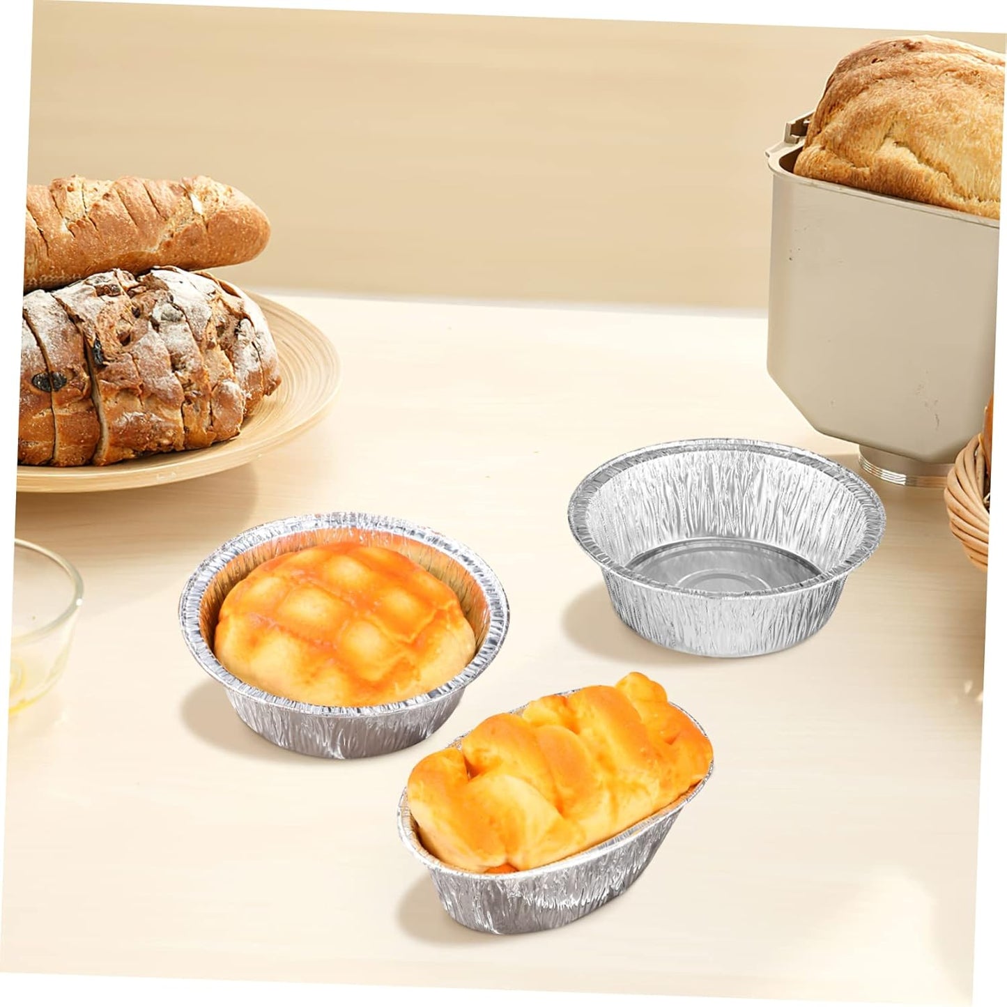 Disposable Aluminum Foil Pie Pans Set - 80 Small Tart Dishes for Baking, Food Trays for Dining Table, Coin Purse Included