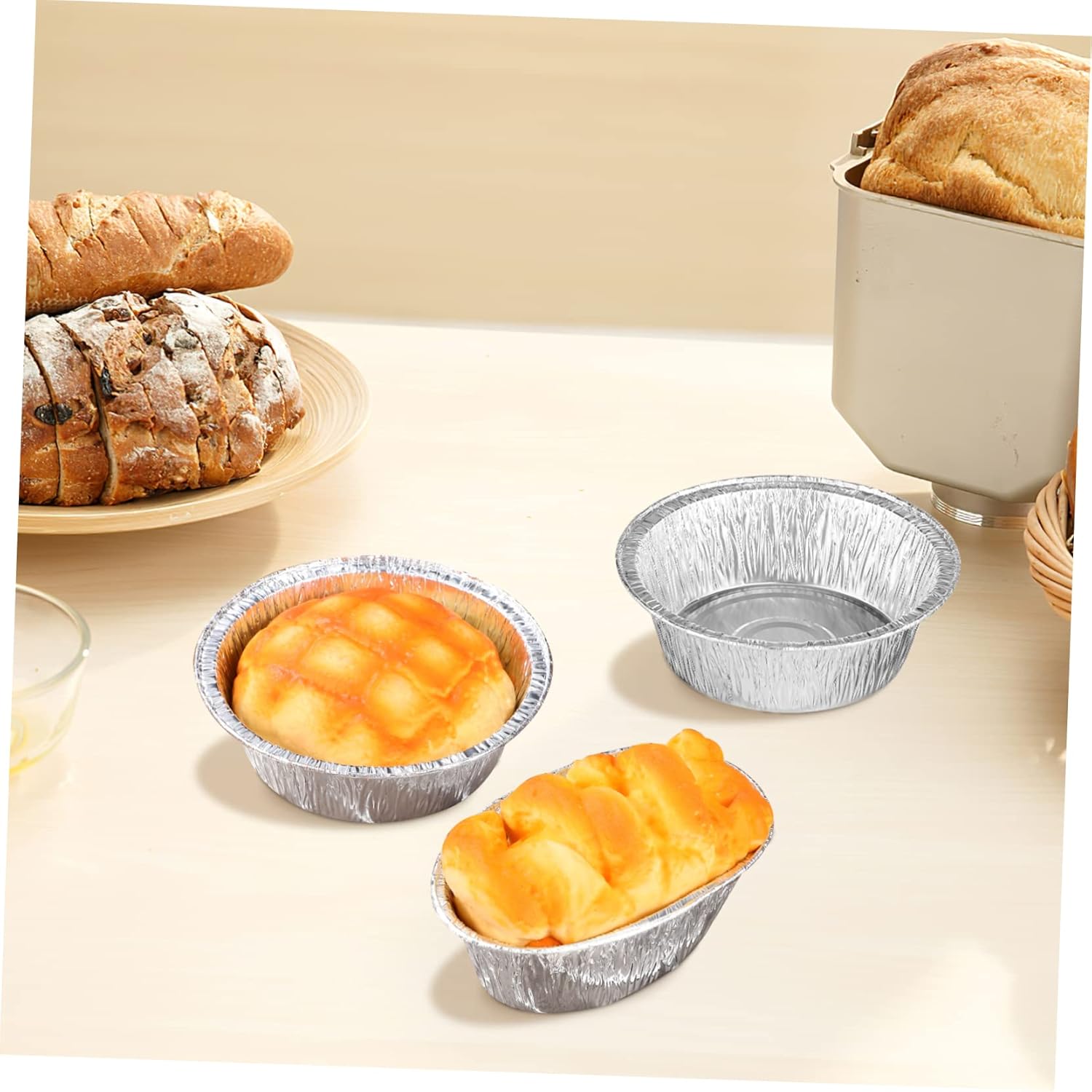 Disposable Aluminum Foil Pie Pans Set - 80 Small Tart Dishes for Baking, Food Trays for Dining Table, Coin Purse Included