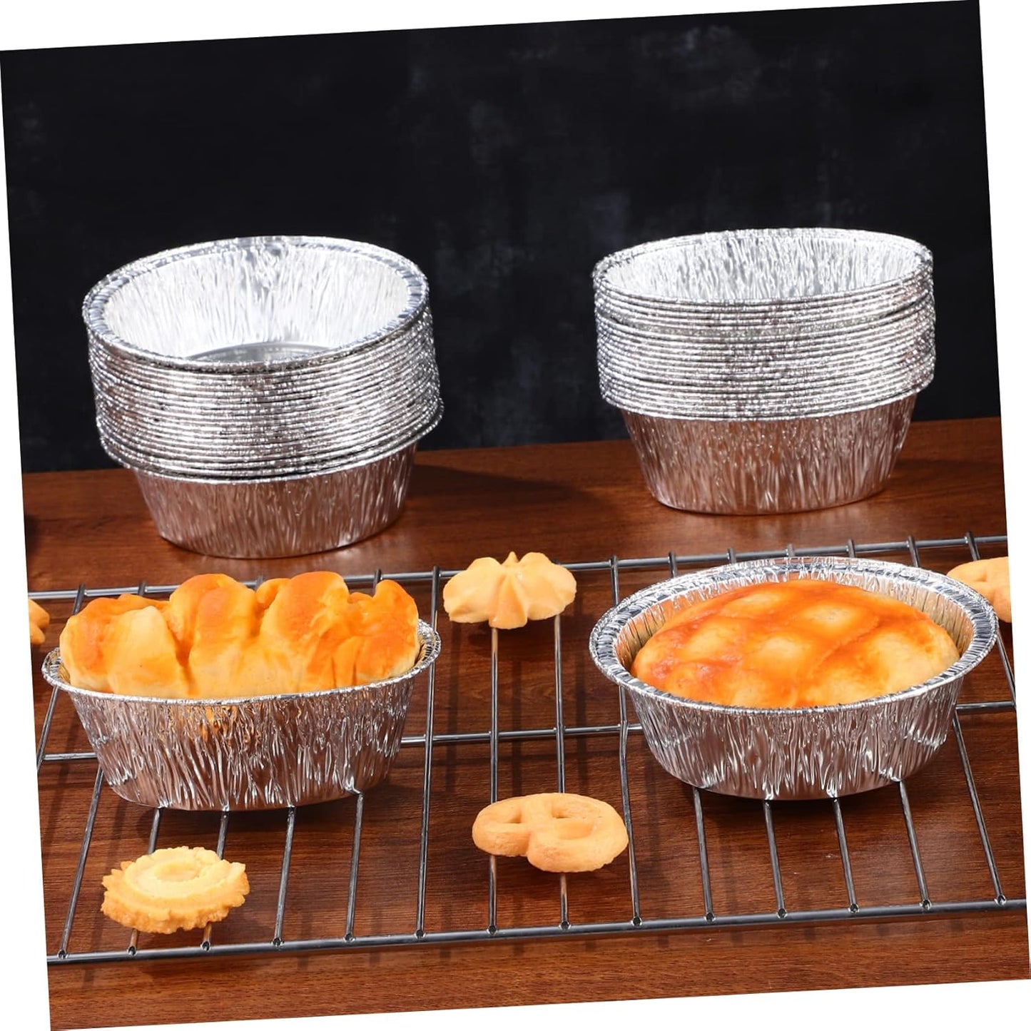 Disposable Aluminum Foil Pie Pans Set - 80 Small Tart Dishes for Baking, Food Trays for Dining Table, Coin Purse Included
