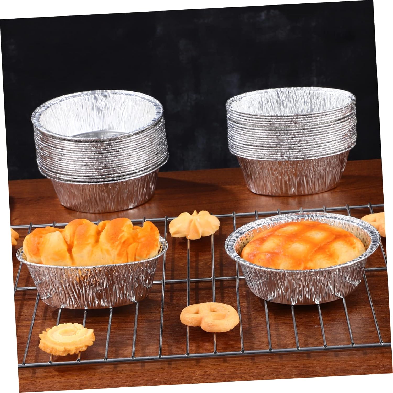 Disposable Aluminum Foil Pie Pans Set - 80 Small Tart Dishes for Baking, Food Trays for Dining Table, Coin Purse Included