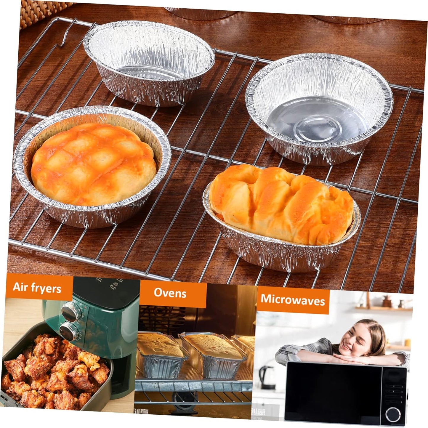 Disposable Aluminum Foil Pie Pans Set - 80 Small Tart Dishes for Baking, Food Trays for Dining Table, Coin Purse Included