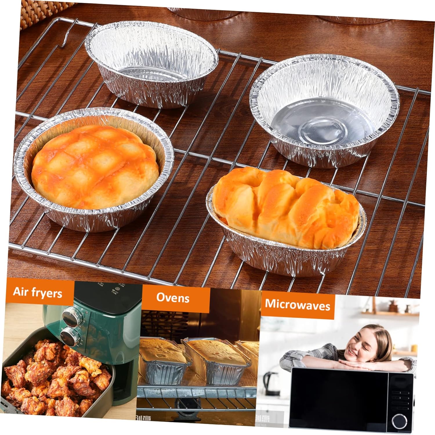 Disposable Aluminum Foil Pie Pans Set - 80 Small Tart Dishes for Baking, Food Trays for Dining Table, Coin Purse Included
