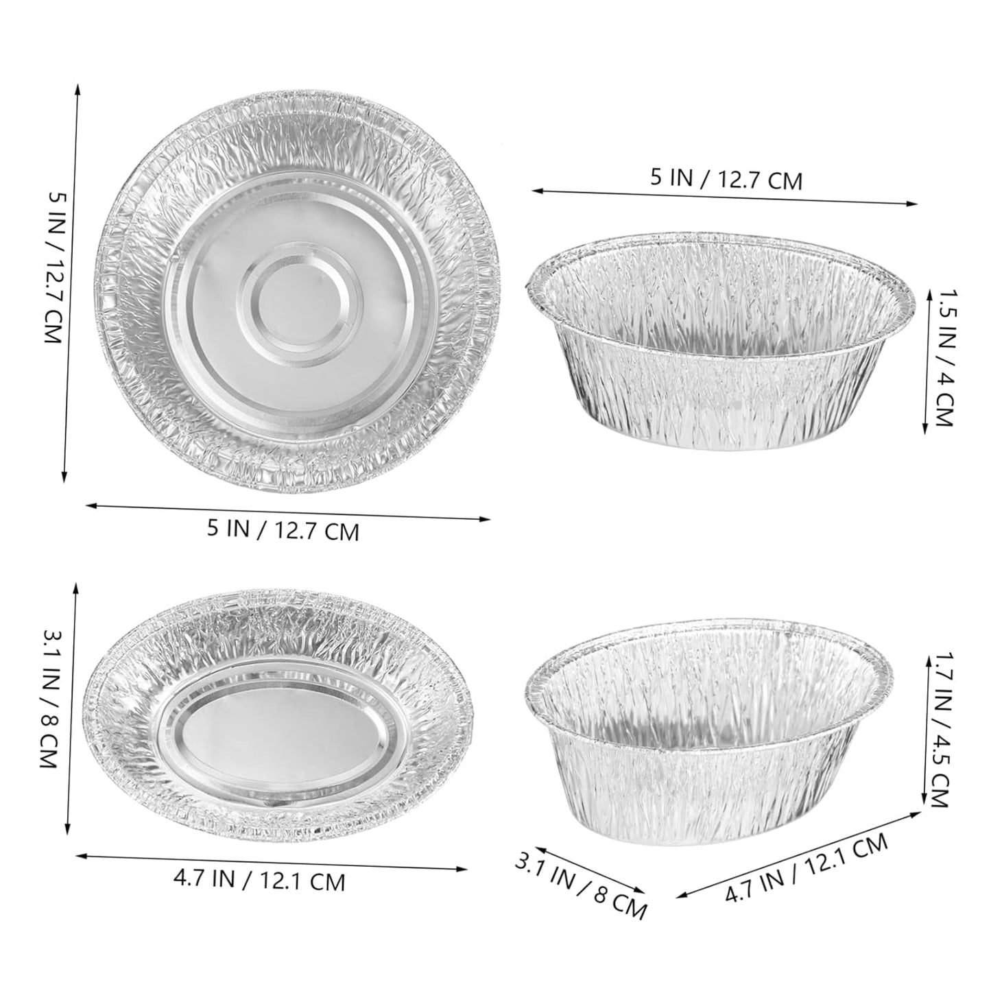 Disposable Aluminum Foil Pie Pans Set - 80 Small Tart Dishes for Baking, Food Trays for Dining Table, Coin Purse Included