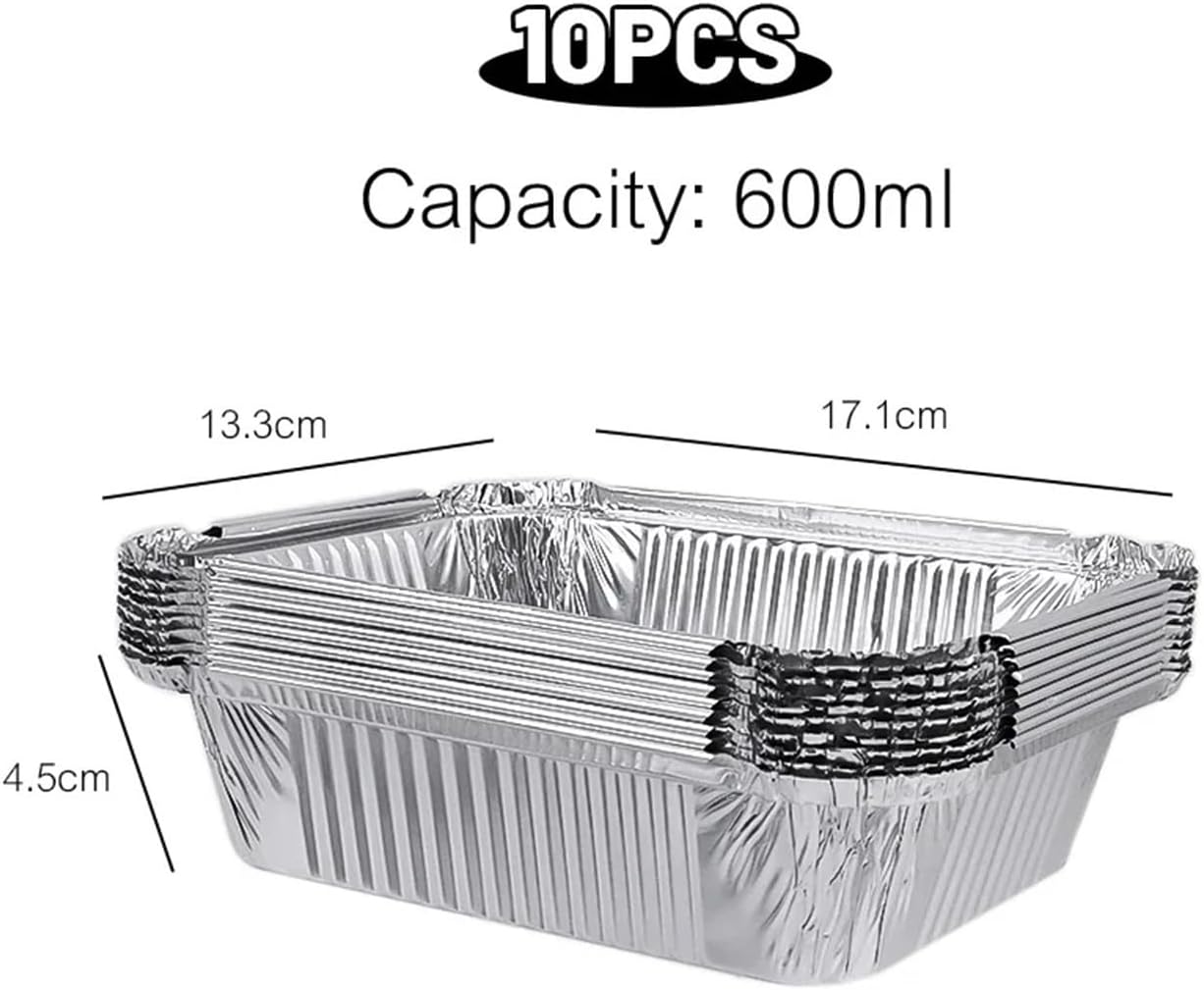 Disposable Non-Stick Aluminum Foil Oven Steaming Basket Tray - 10 Pack (600ml)