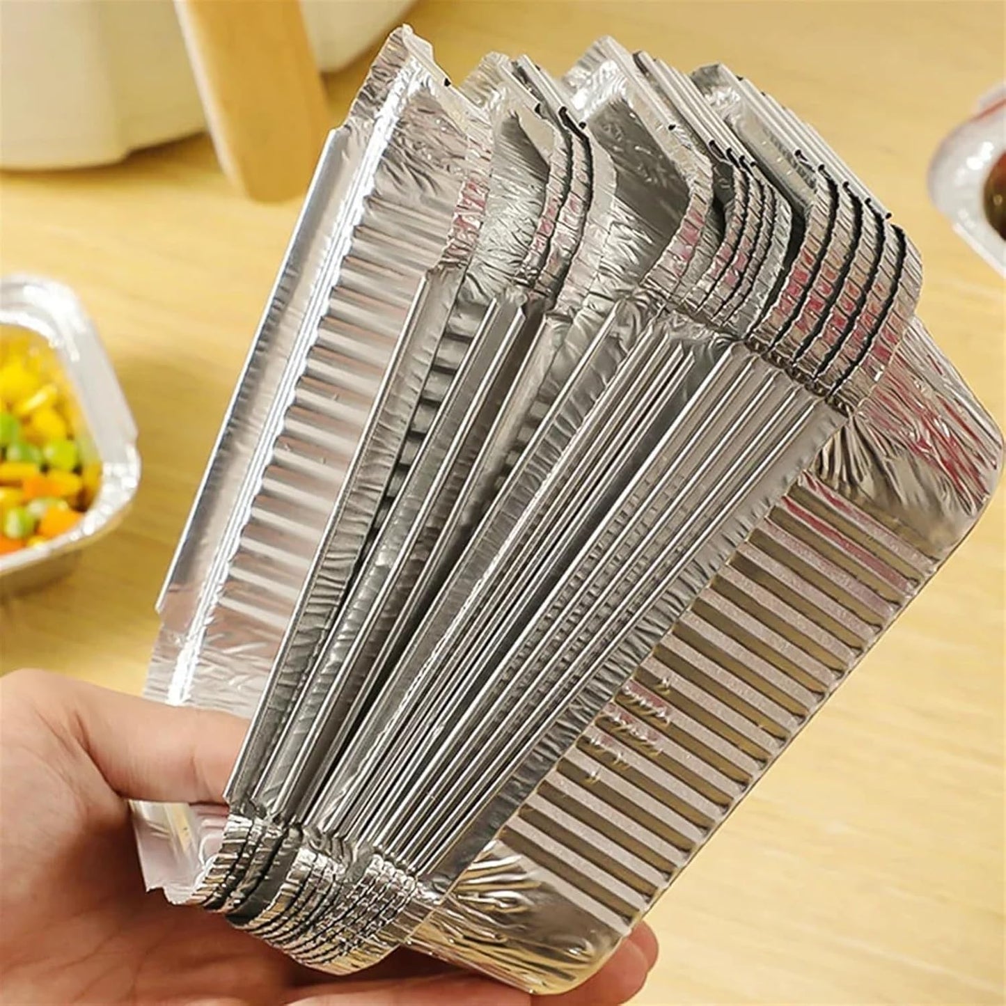Disposable Non-Stick Aluminum Foil Oven Steaming Basket Tray - 10 Pack (600ml)