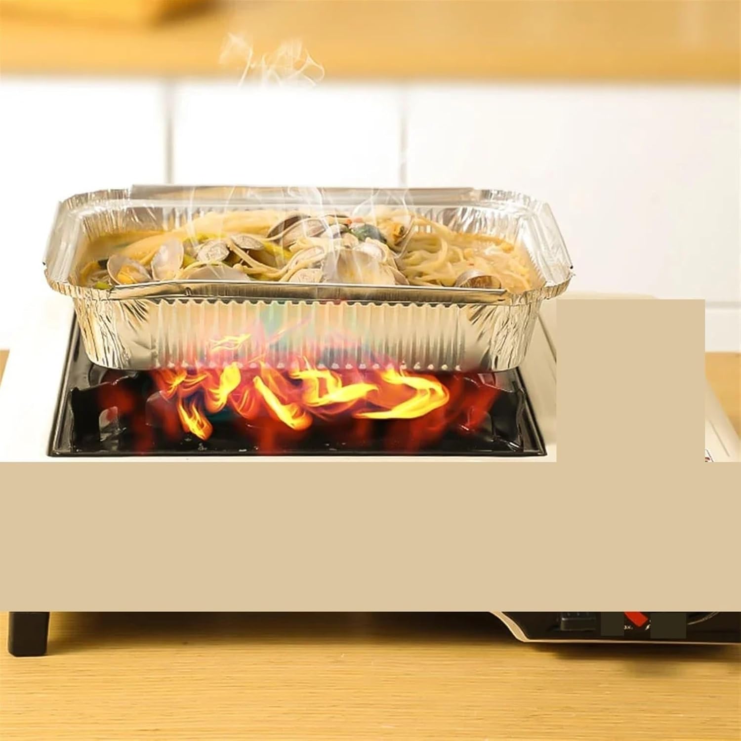 Disposable Non-Stick Aluminum Foil Oven Steaming Basket Tray - 10 Pack (600ml)