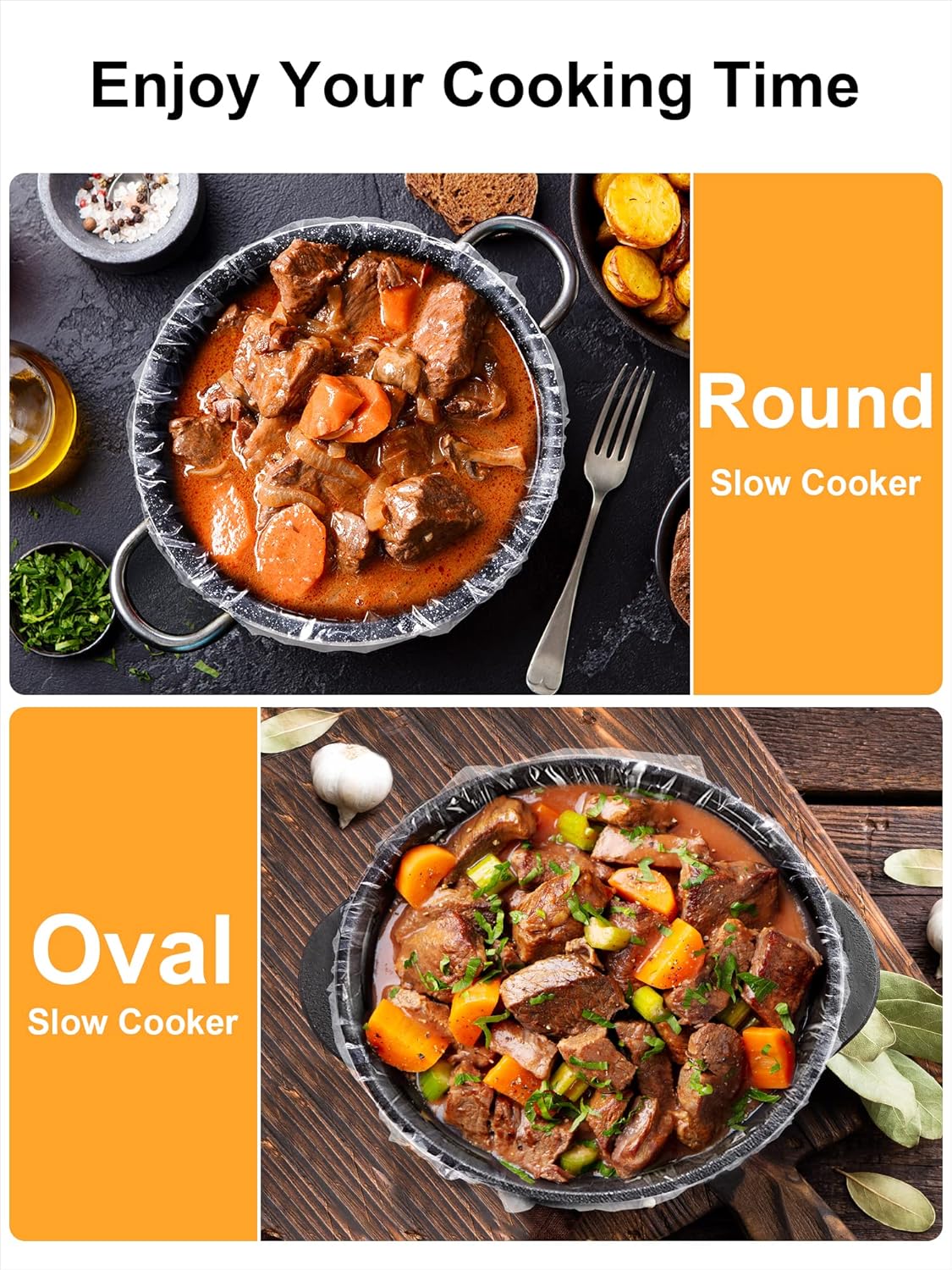 Disposable Slow Cooker Liners - Small Size 13"x 15", 60 Bags, Fits 1.5-3QT Cookers, Oval & Round Pots, Cooking Trays - by SMARTAKE