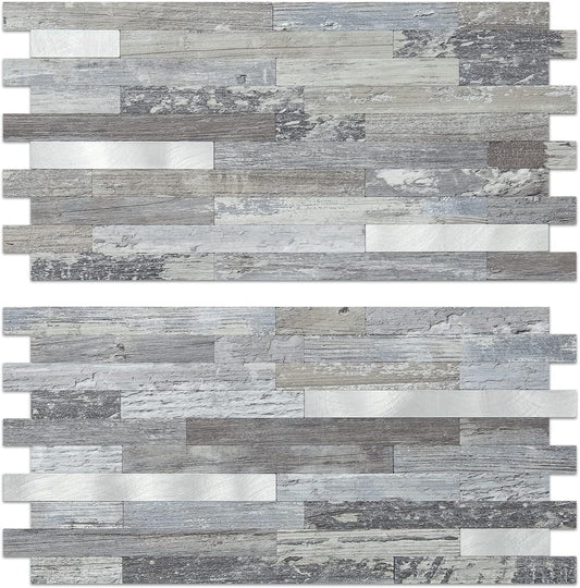 Distressed Wood Look Peel and Stick Backsplash Tiles for Kitchen - 20 Sheets