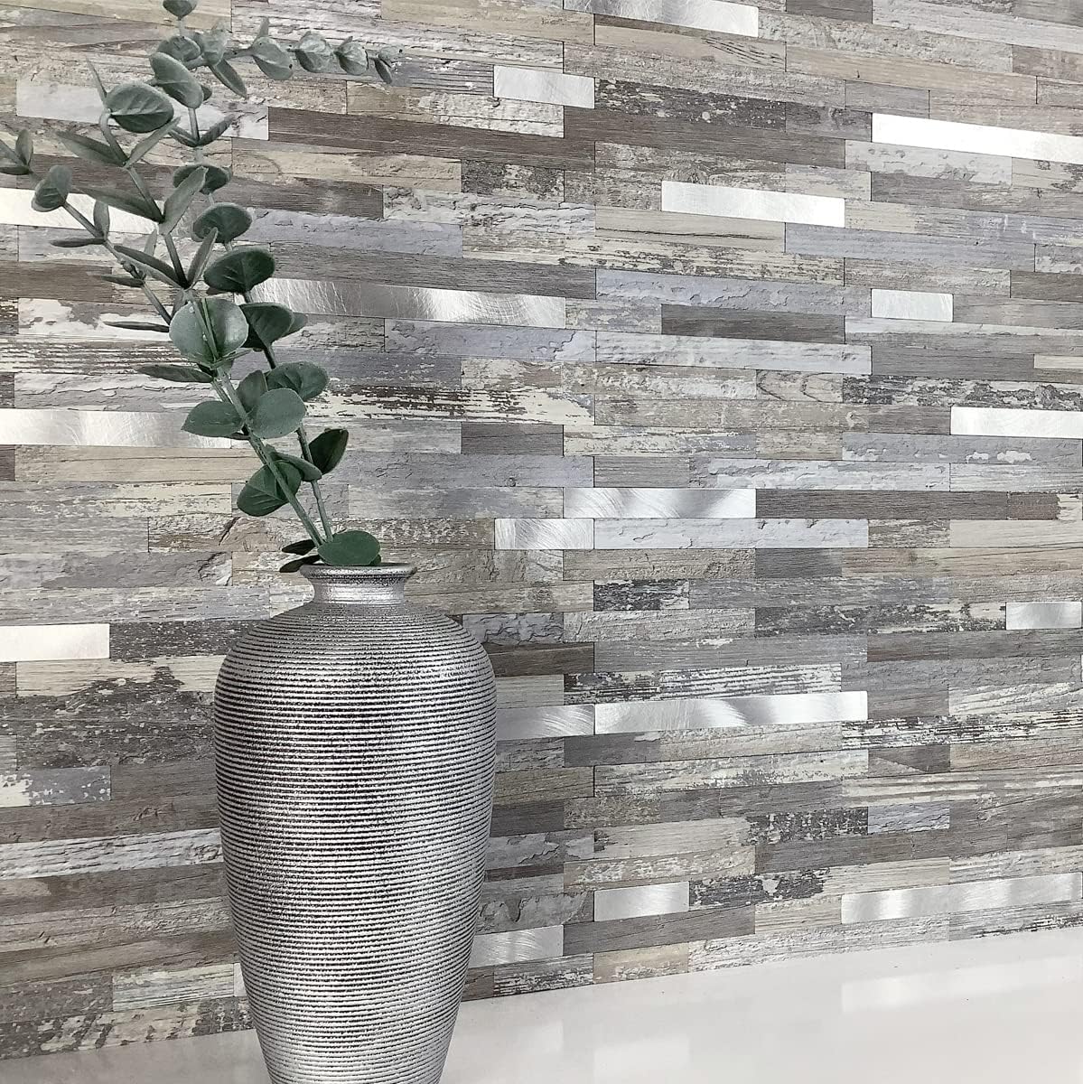 Distressed Wood Look Peel and Stick Backsplash Tiles for Kitchen - 20 Sheets