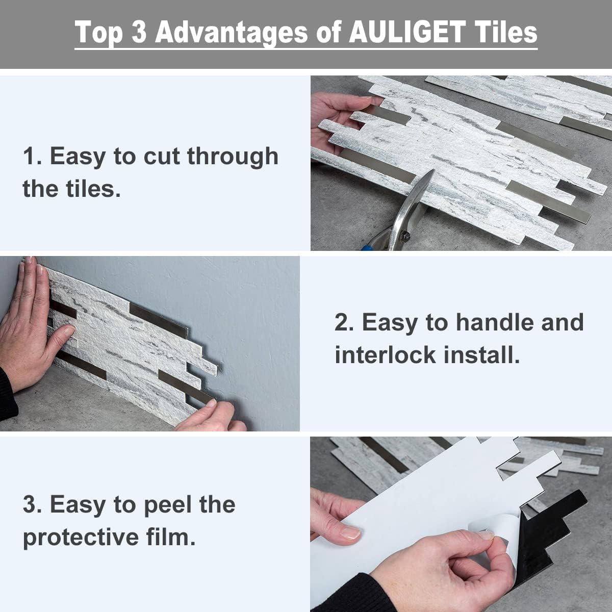 Distressed Wood Look Peel and Stick Backsplash Tiles for Kitchen - 20 Sheets