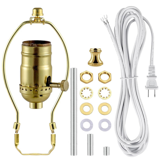 DIY Lamp Making Kit with 3-Way Socket, Cord, and Harp - Gold (1)