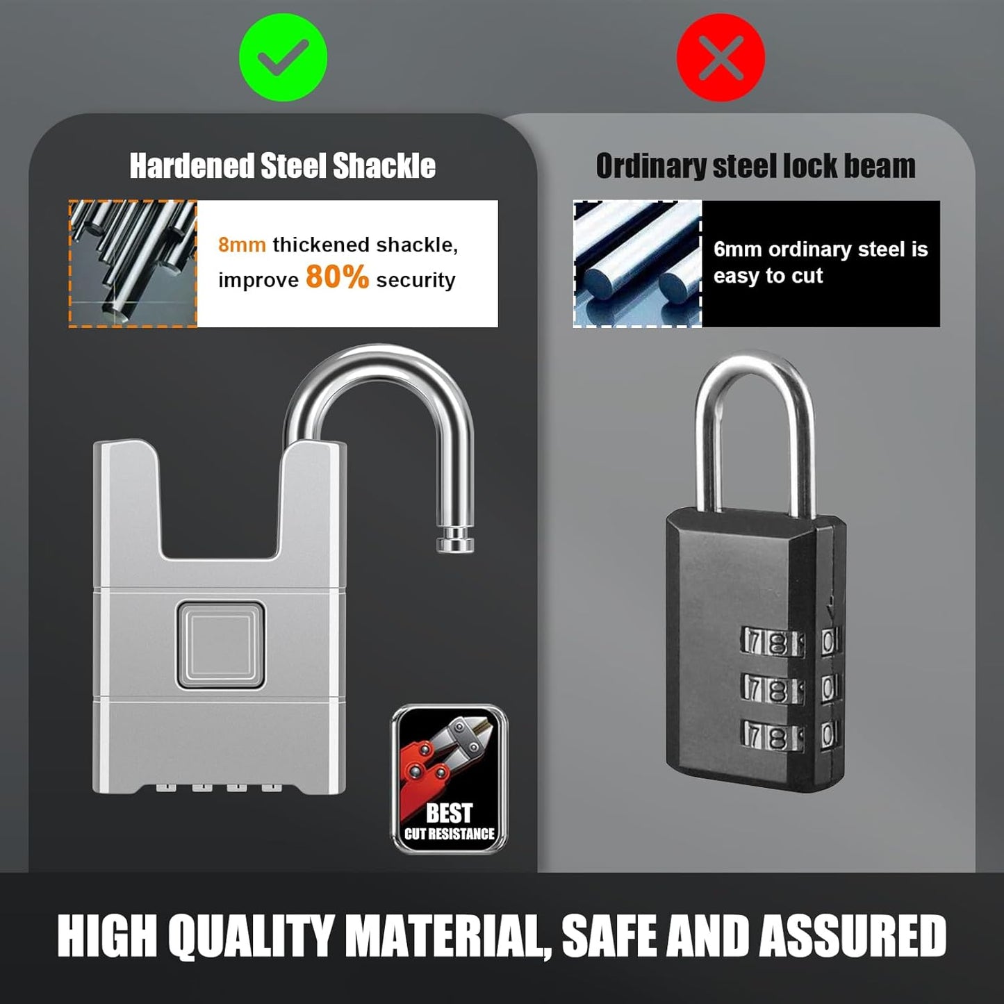Diyife Heavy Duty Combination Padlock for High Security - Large Outdoor Lock with Hidden Password Design - Ideal for Locker, Home, School, Garage, Gate - One-Touch Unlocking - Silver - WildKart
