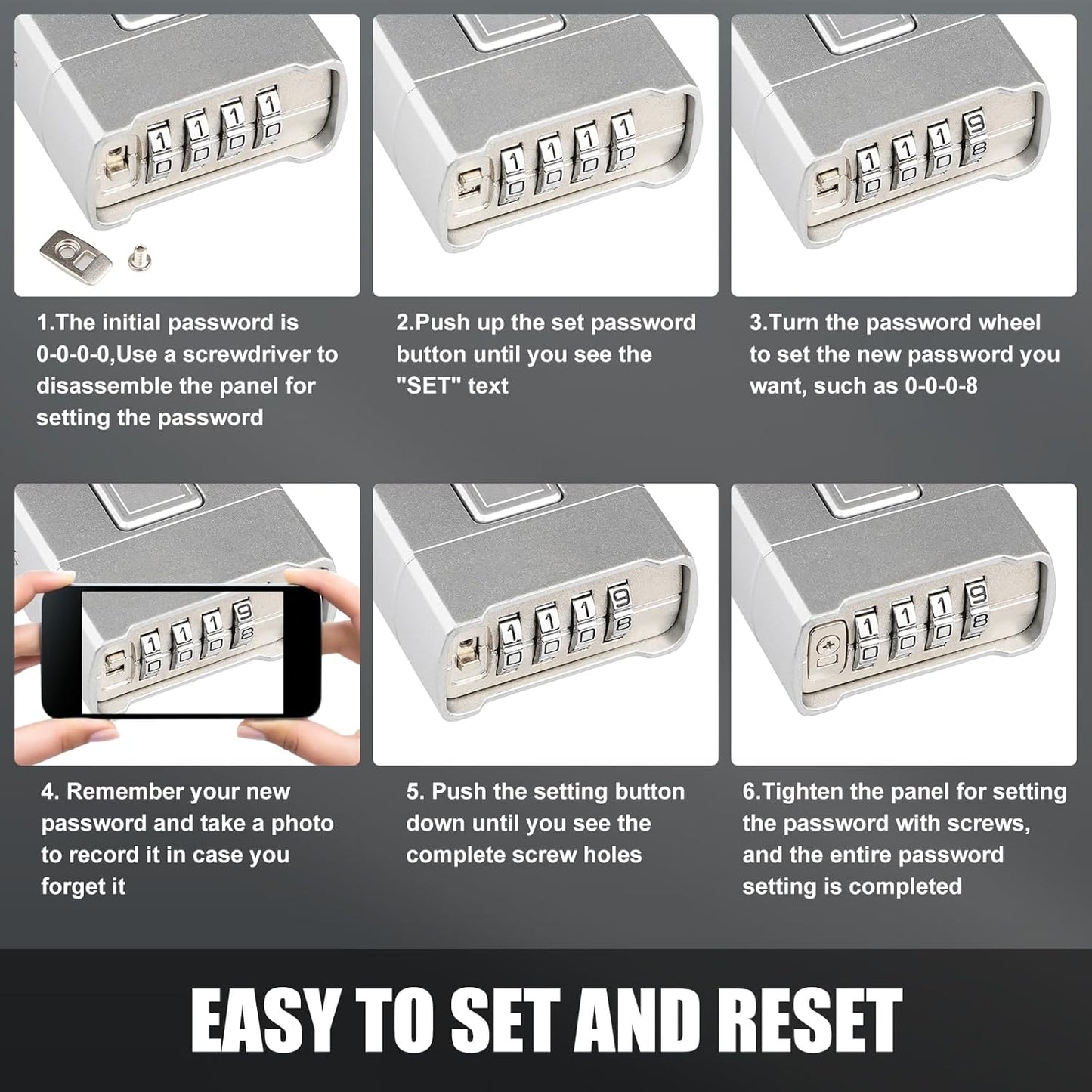 Diyife Heavy Duty Combination Padlock for High Security - Large Outdoor Lock with Hidden Password Design - Ideal for Locker, Home, School, Garage, Gate - One-Touch Unlocking - Silver - WildKart