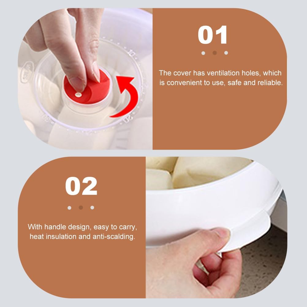 DOITOOL Food Steamer with Lid - Microwave Heating Steamer for Rice, Fish, Meat, Dumplings, and Dim Sum