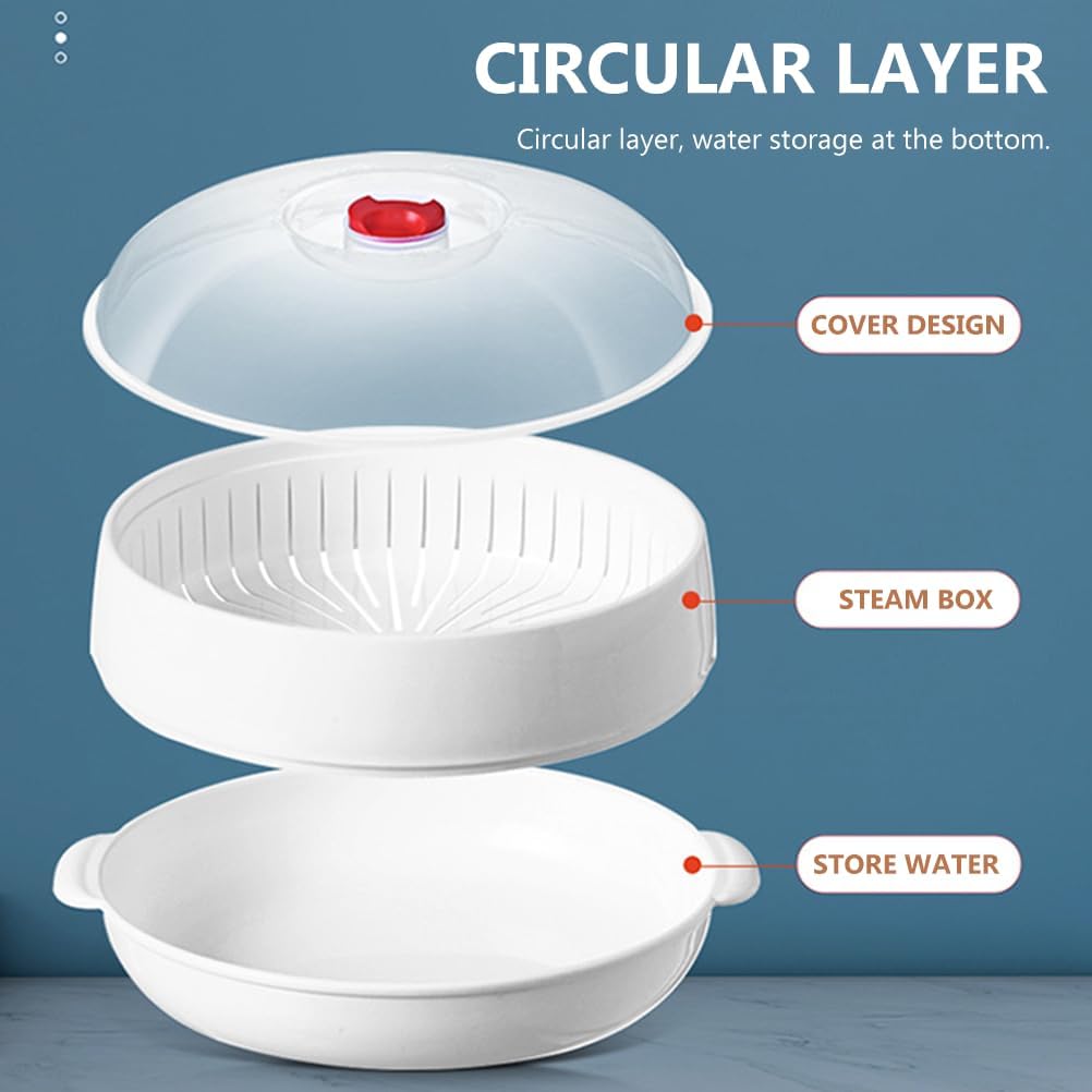 DOITOOL Food Steamer with Lid - Microwave Heating Steamer for Rice, Fish, Meat, Dumplings, and Dim Sum