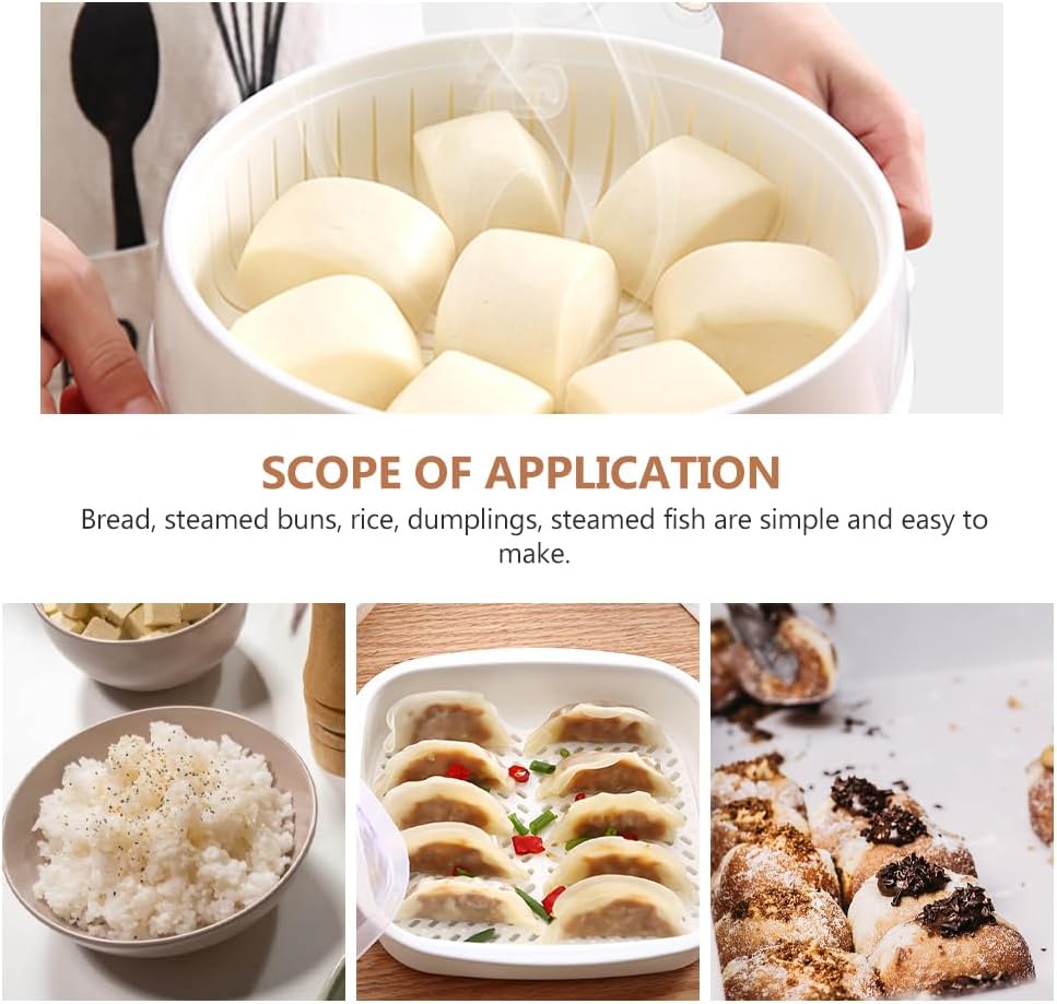 DOITOOL Food Steamer with Lid - Microwave Heating Steamer for Rice, Fish, Meat, Dumplings, and Dim Sum