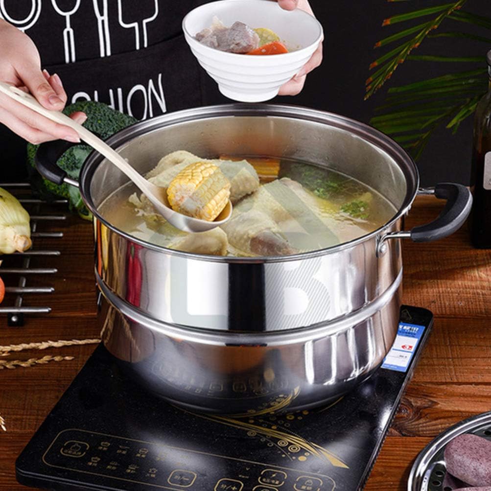 DOITOOL Stainless Steel Steamer Pot Large 2-Layer Stockpot for Kitchen Hot Pot Cooking and Food Steaming