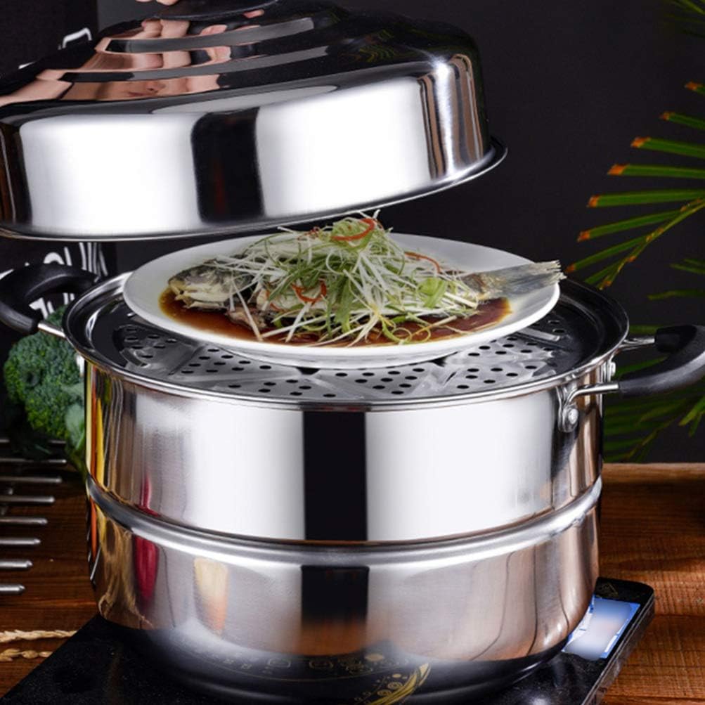 DOITOOL Stainless Steel Steamer Pot Large 2-Layer Stockpot for Kitchen Hot Pot Cooking and Food Steaming