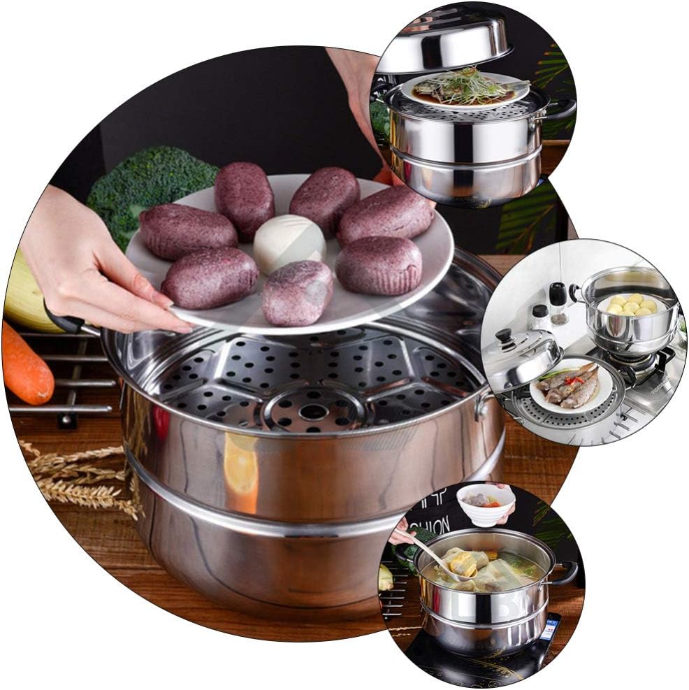 DOITOOL Stainless Steel Steamer Pot Large 2-Layer Stockpot for Kitchen Hot Pot Cooking and Food Steaming