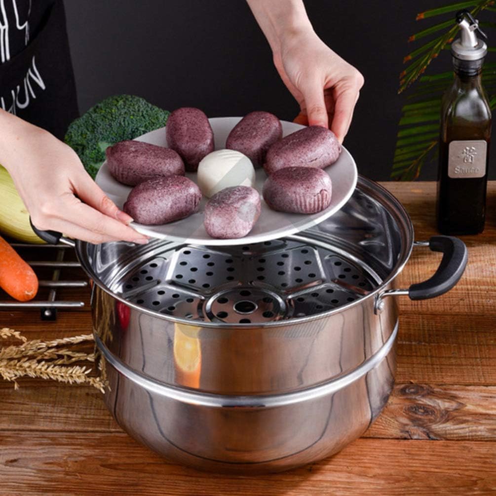 DOITOOL Stainless Steel Steamer Pot Large 2-Layer Stockpot for Kitchen Hot Pot Cooking and Food Steaming