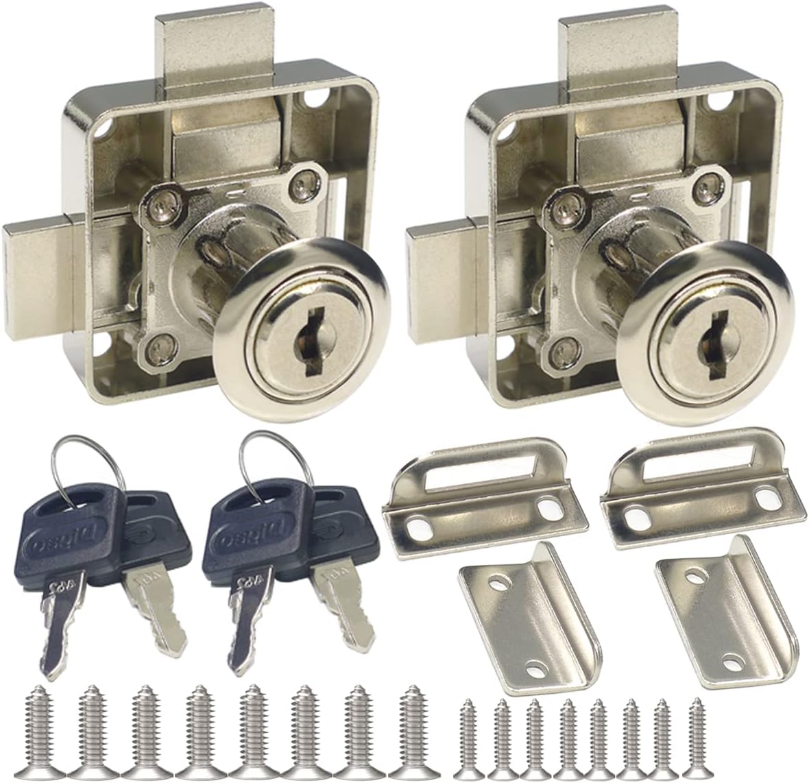 Double Door Lock Safety Lock with Keyed Alike Deadbolt for Right Side Door Installation - 3/4" Drilling Diameter - Set of 2