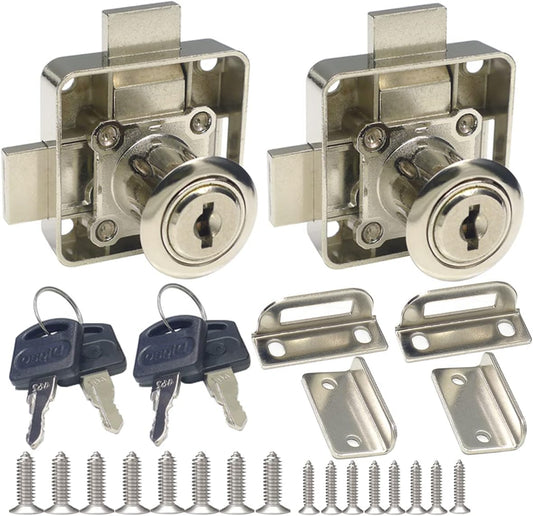 Double Door Lock Safety Lock with Keyed Alike Deadbolt for Right Side Door Installation - 3/4" Drilling Diameter - Set of 2