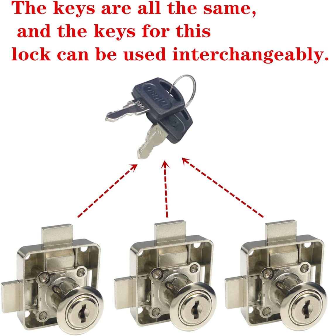 Double Door Lock Safety Lock with Keyed Alike Deadbolt for Right Side Door Installation - 3/4" Drilling Diameter - Set of 2