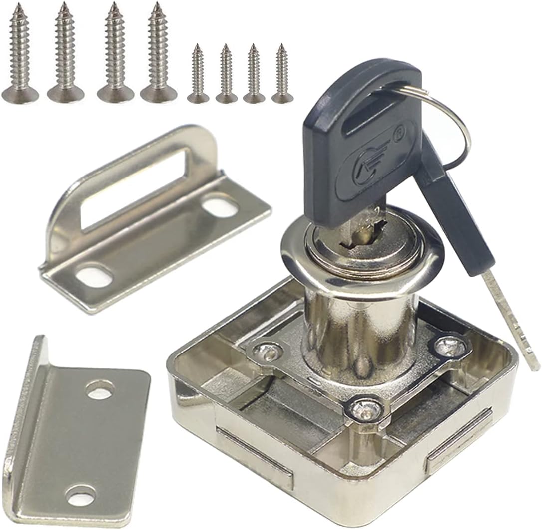 Double Door Lock Safety Lock with Keyed Alike Deadbolt for Right Side Door Installation - 3/4" Drilling Diameter - Set of 2