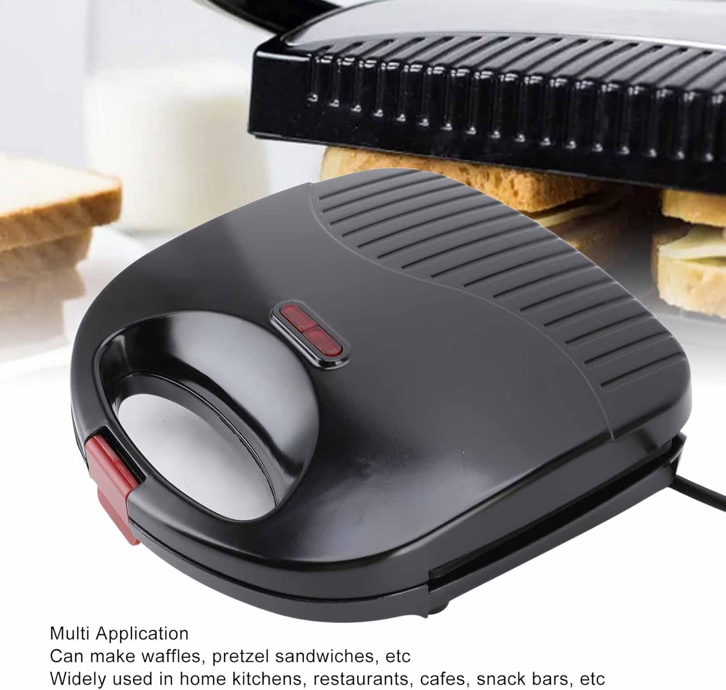 Double Sided Non Stick Waffle Maker for Homemade Snacks - 750W Electric Grill Plate Maker for Restaurants, Cafes, and Bars