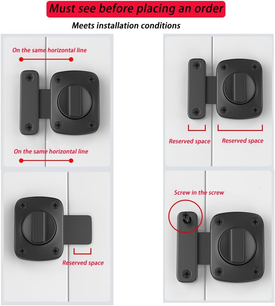 Double-Sided Rotating Door Lock Sliding Bolt Lock for MINMHDONGX MINMHDONG Door - Black Hardware