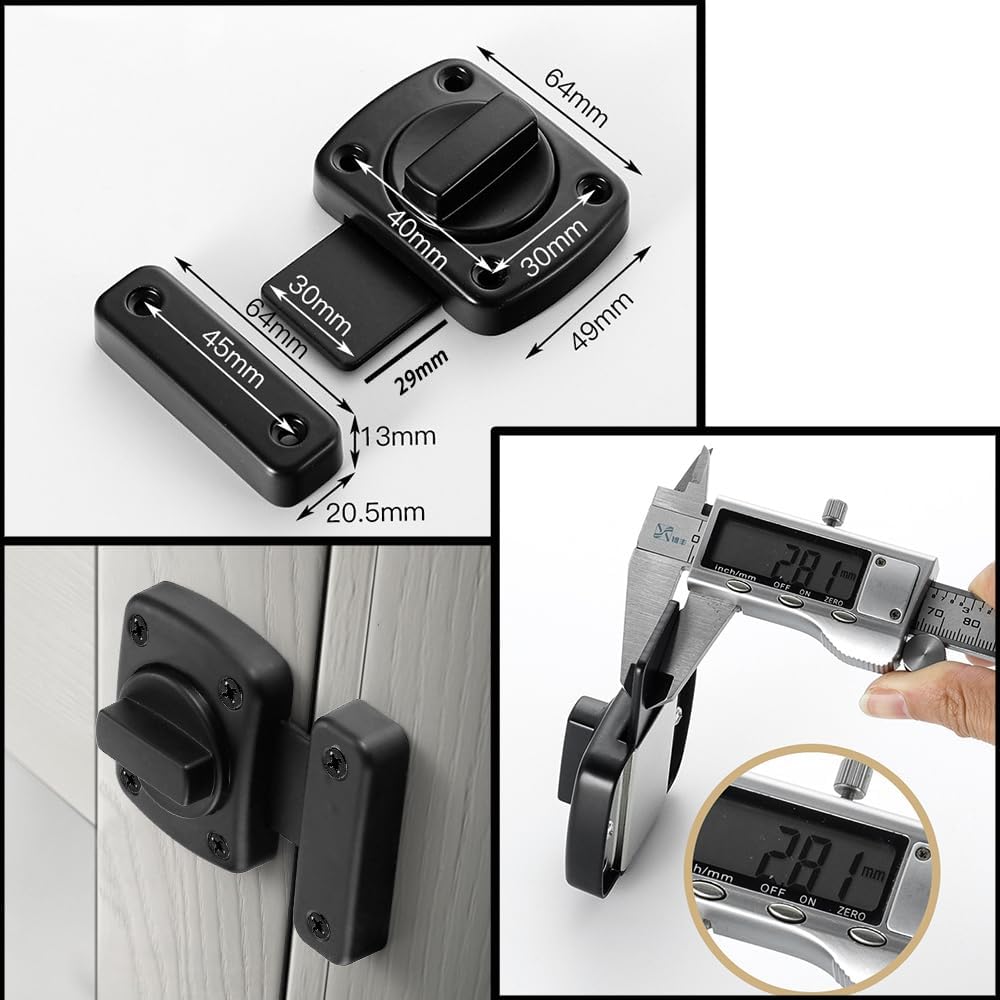Double-Sided Rotating Door Lock Sliding Bolt Lock for MINMHDONGX MINMHDONG Door - Black Hardware