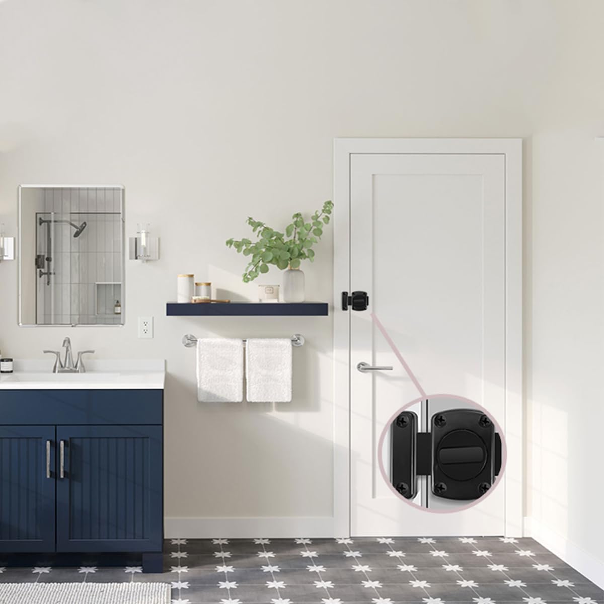 Double-Sided Rotating Door Lock Sliding Bolt Lock for MINMHDONGX MINMHDONG Door - Black Hardware