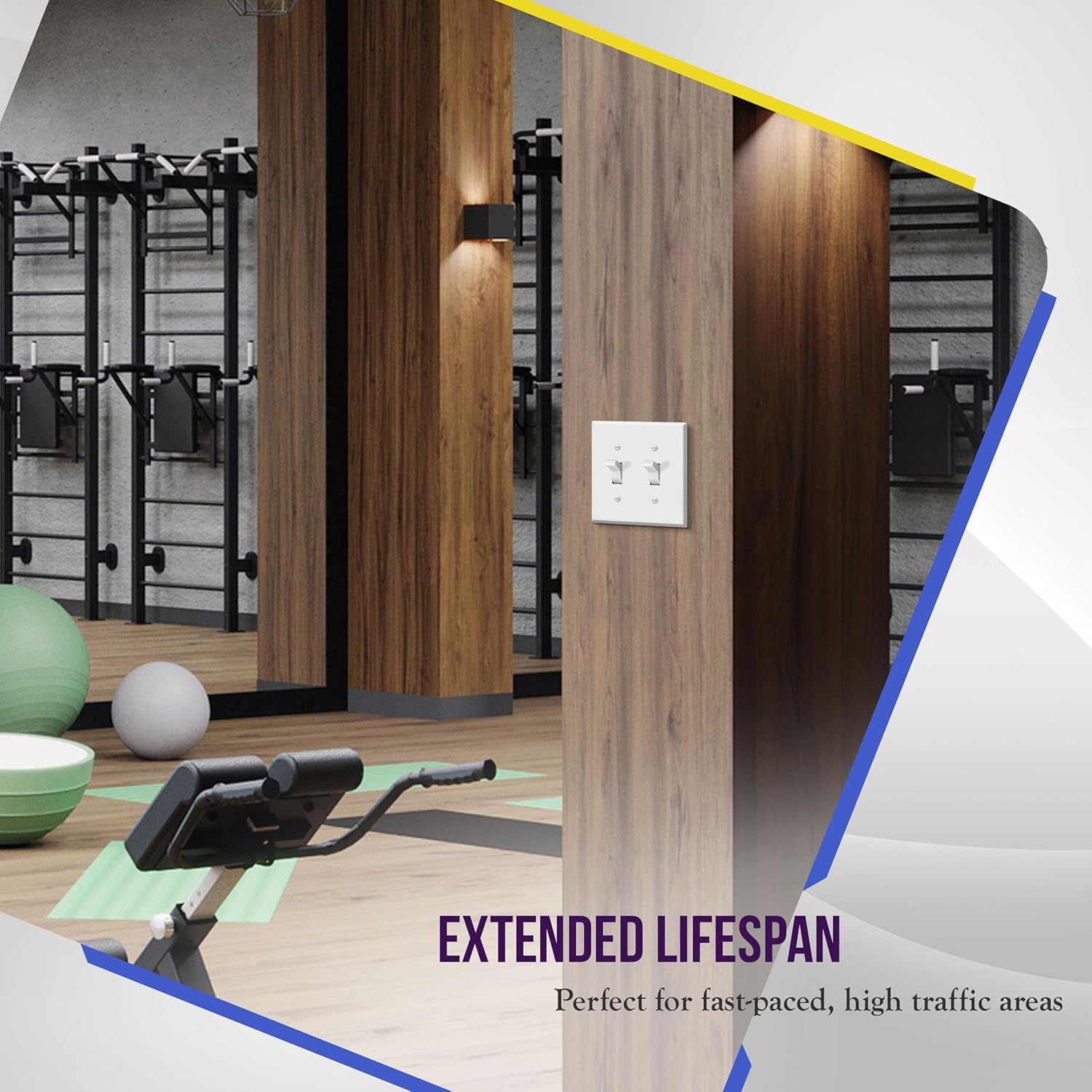 Double Toggle Light Switch Metal Cover Plate, Corrosion Resistant Wall Plate, 2-Gang 4.50" x 4.57", Powder Coated Steel, White Matte - Pack of 1