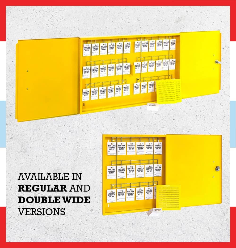 Double Wide Yellow Padlock Control Center for Secure Storage - Windy City Cabinet Lockout Tagout Kit