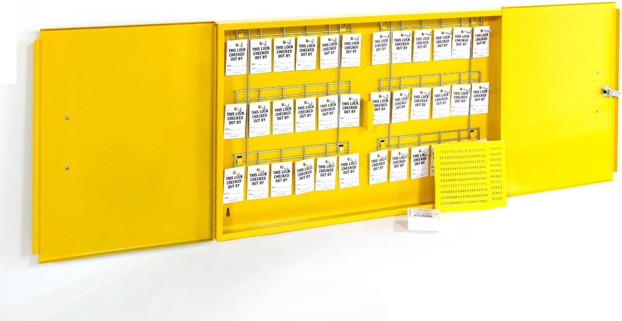 Double Wide Yellow Padlock Control Center for Secure Storage - Windy City Cabinet Lockout Tagout Kit