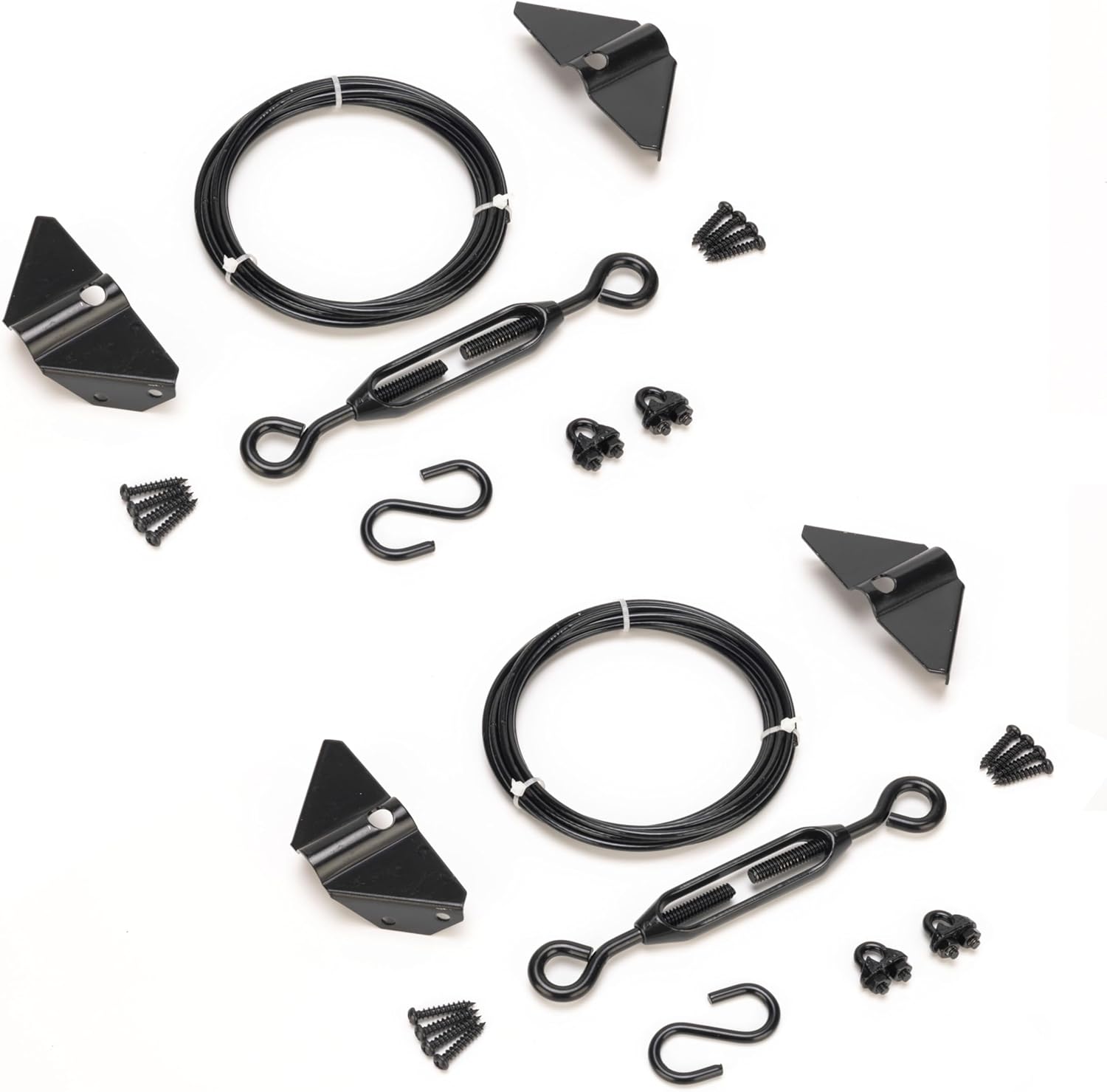 Dreamxiang Anti-Sagging Gate Support Cable Kit for Wooden Fence Gates - 2 Pack Black Steel Hardware Kit for Outdoor Door Repair