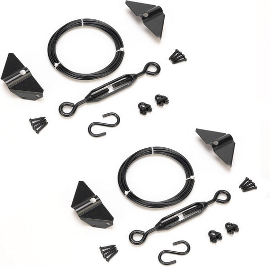 Dreamxiang Anti-Sagging Gate Support Cable Kit for Wooden Fence Gates - 2 Pack Black Steel Hardware Kit for Outdoor Door Repair