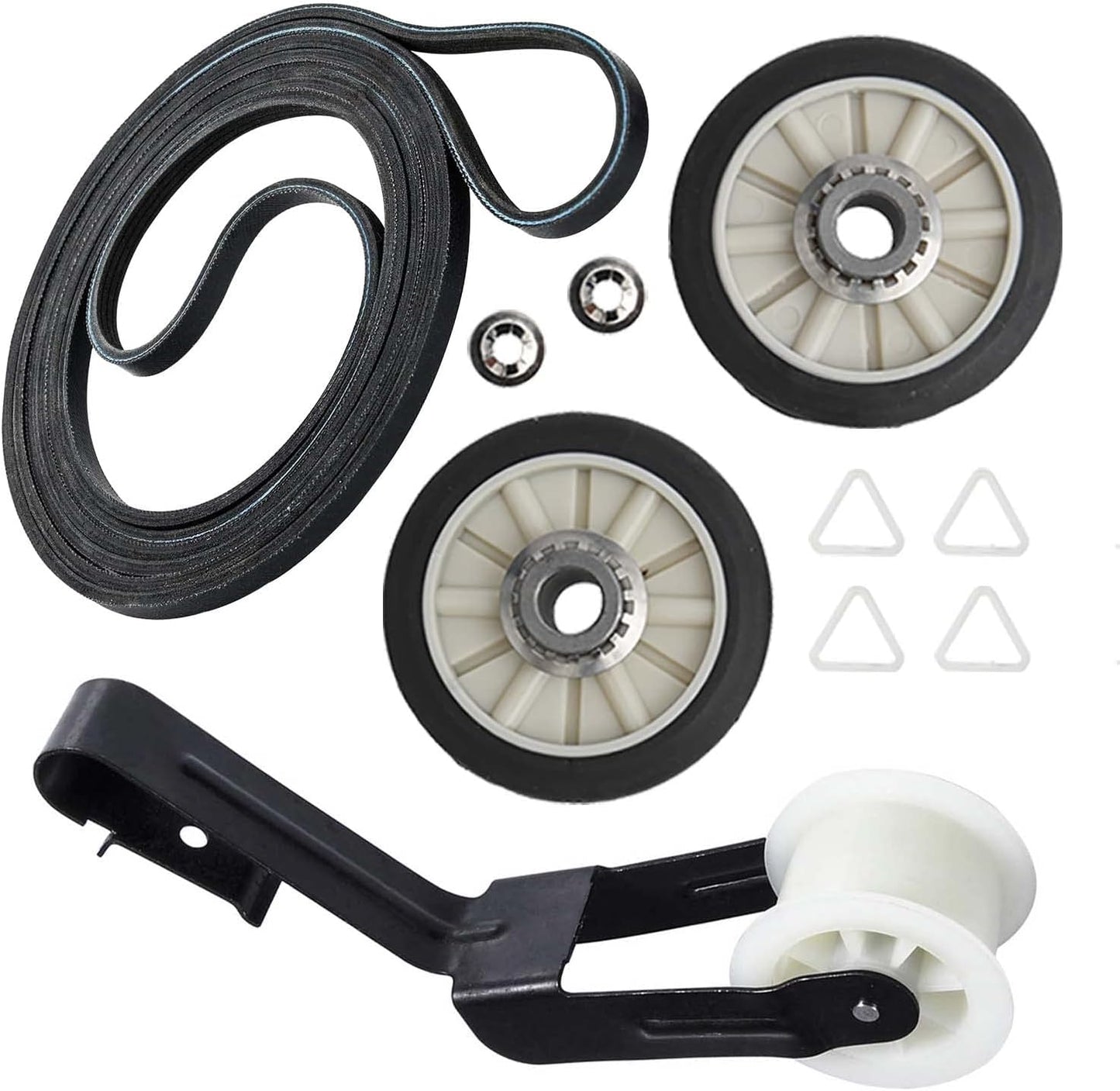 Dryer Repair Kit 4392065 with Belt, Drum Rollers, & Idler Pulley for Whirlpool, Kenmore, Roper, Inglis - Replaces 2014, 587636, 80046