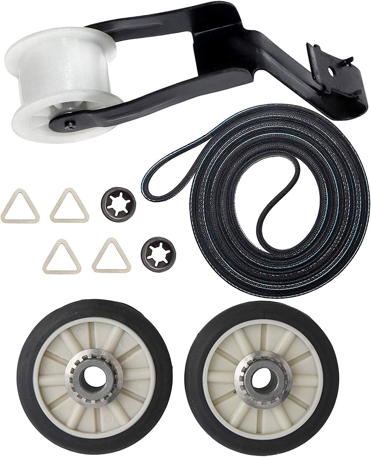 Dryer Repair Kit 4392065 with Belt, Drum Rollers, & Idler Pulley for Whirlpool, Kenmore, Roper, Inglis - Replaces 2014, 587636, 80046