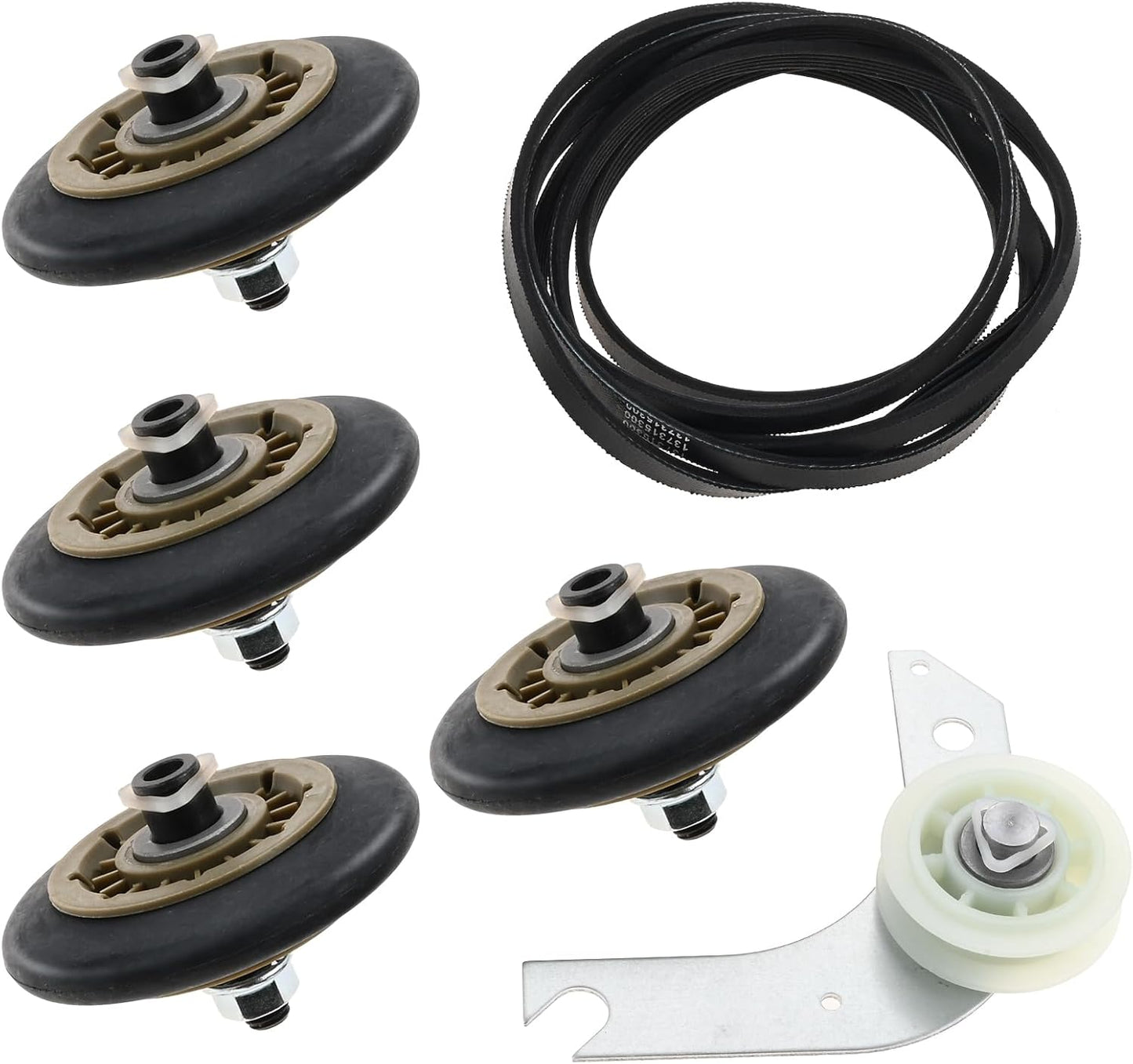 Dryer Repair Kit for Electrolux & Frigidaire - Includes Drum Support Rollers, Belt, and Idler Pulley - MOOTVGOO 134715900, 137315300, 134793500