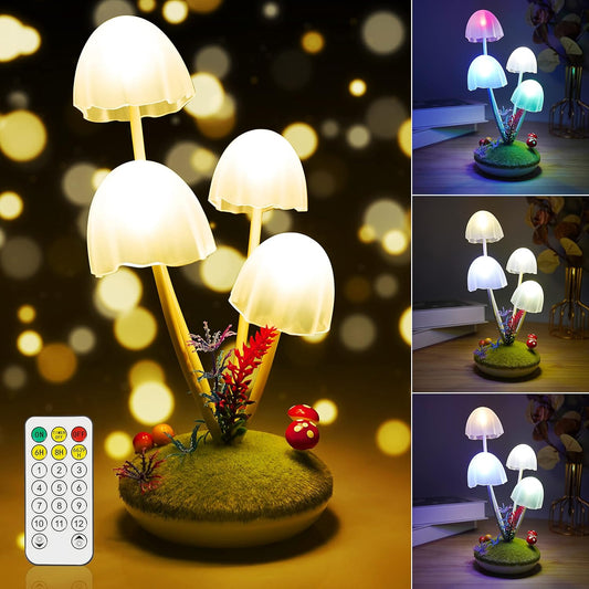 Dual-Color Mushroom Night Light for Kids with Remote Control and Timer - Perfect Gift for Teen Girls Bedroom or Living Room Decor