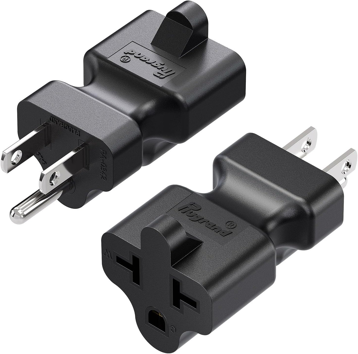 Dual Pack Plugrand 4-in-1 AC Plug Adapter: 15A to 20A, 5-15P to 5-20R, 5-15P to 6-15R, 5-15P to 6-20R - 125V to 250V Conversion