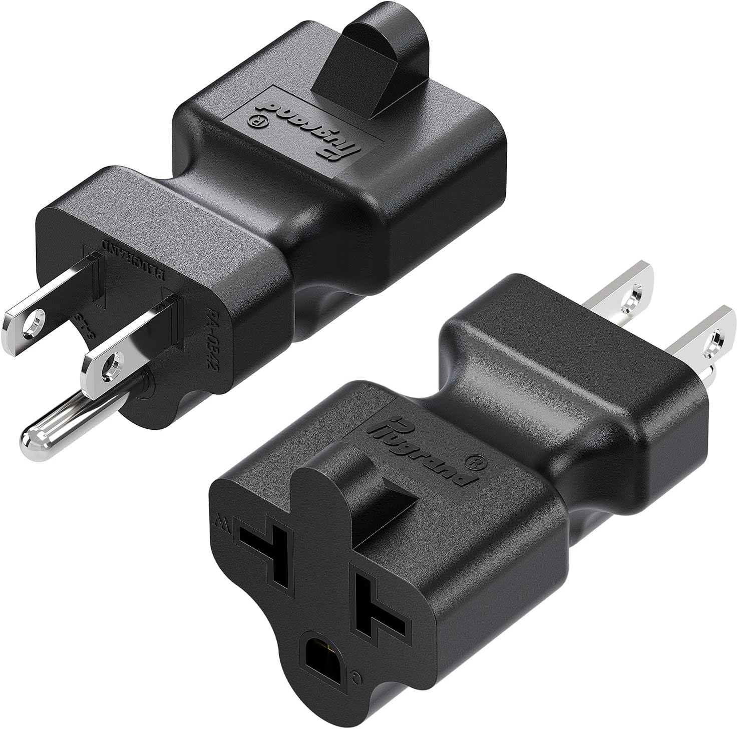 Dual Pack Plugrand 4-in-1 AC Plug Adapter: 15A to 20A, 5-15P to 5-20R, 5-15P to 6-15R, 5-15P to 6-20R - 125V to 250V Conversion