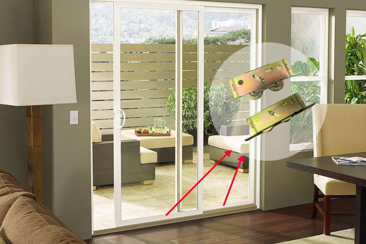 Durable 1-1/4 Inch Steel Ball Wheel Bearing Sliding Patio Door Tandem Roller Assembly - Set of 2