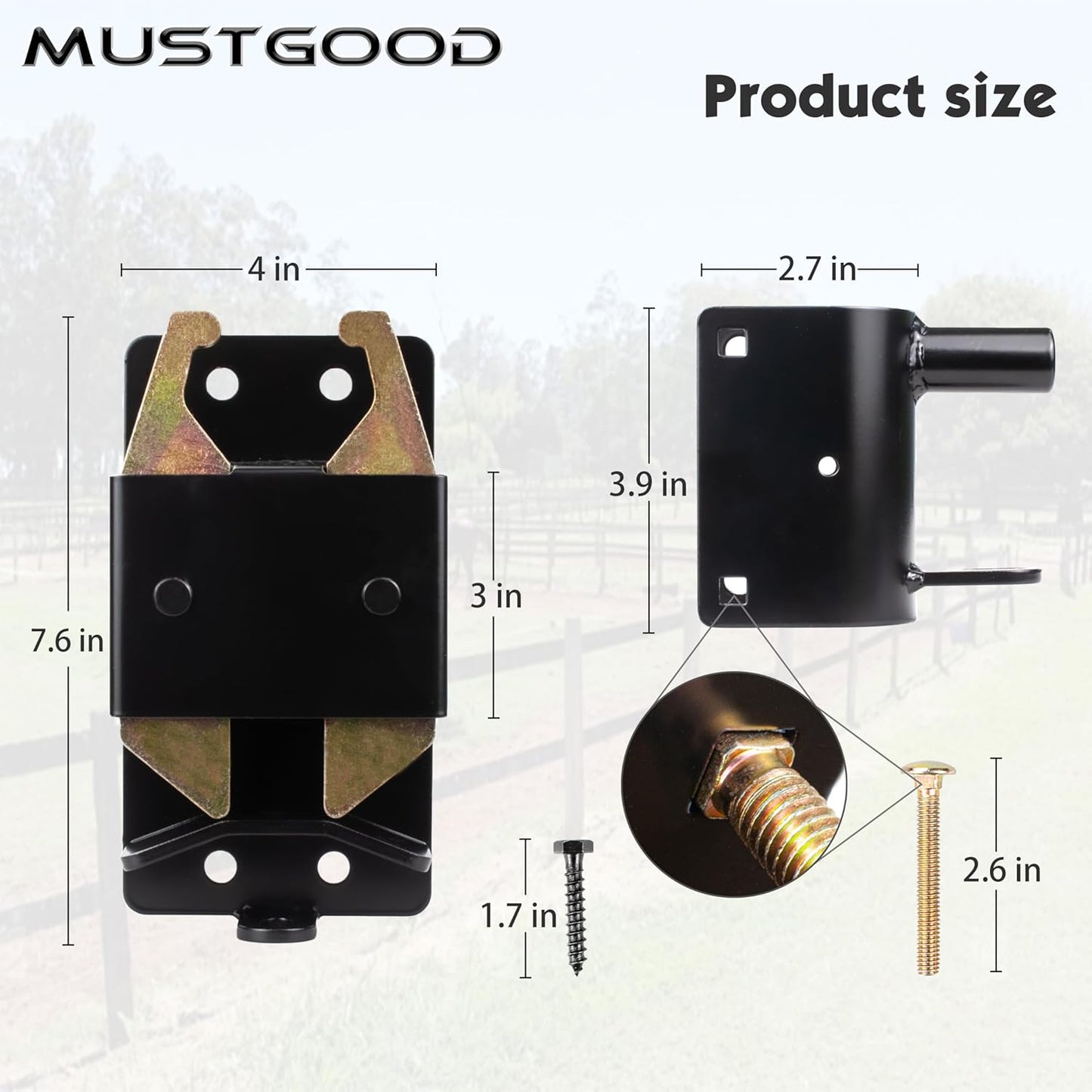 Durable 2-Way Farm Gate Latch Ideal for Farms, Pastures, and Ranches