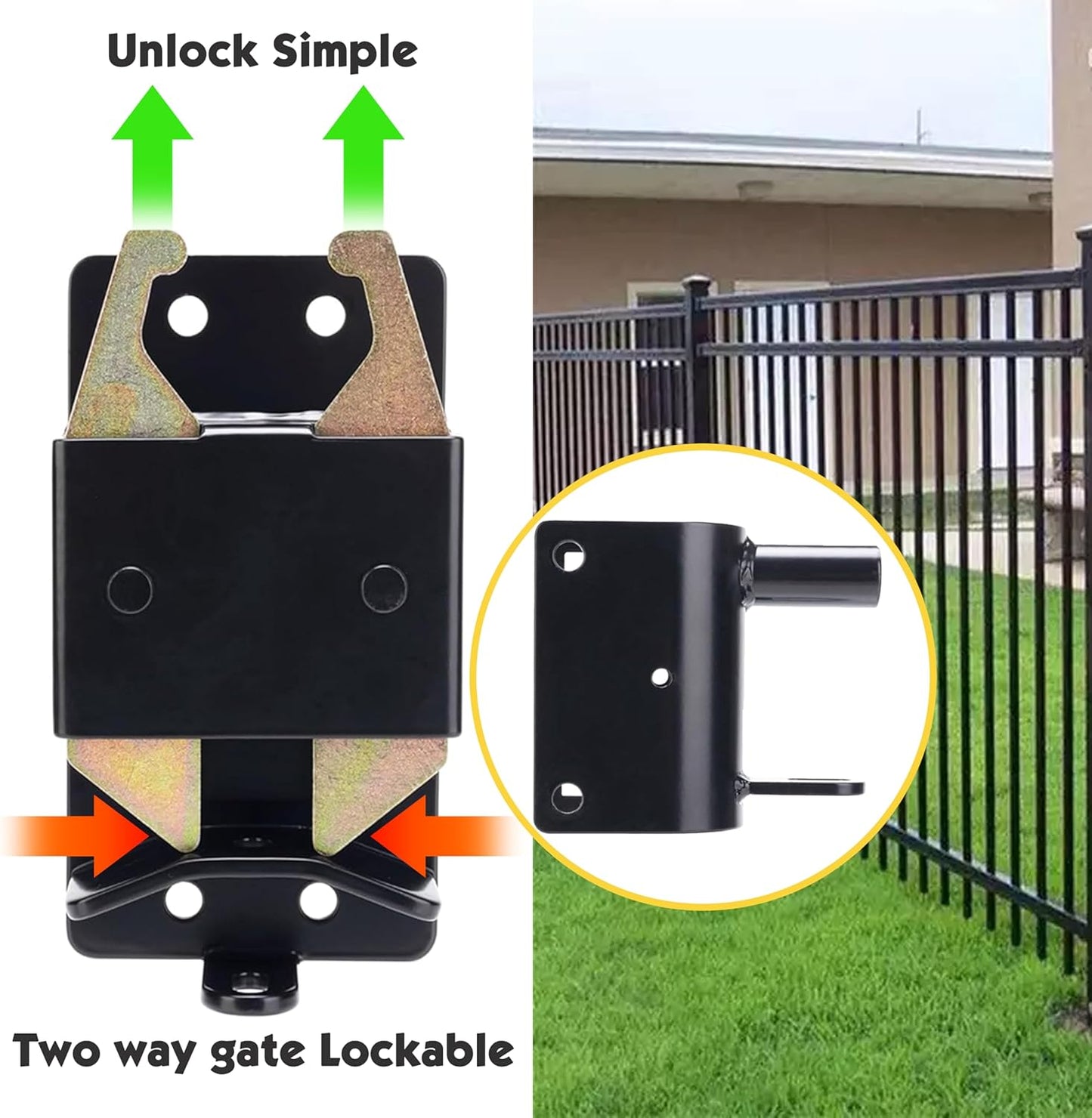 Durable 2-Way Farm Gate Latch Ideal for Farms, Pastures, and Ranches